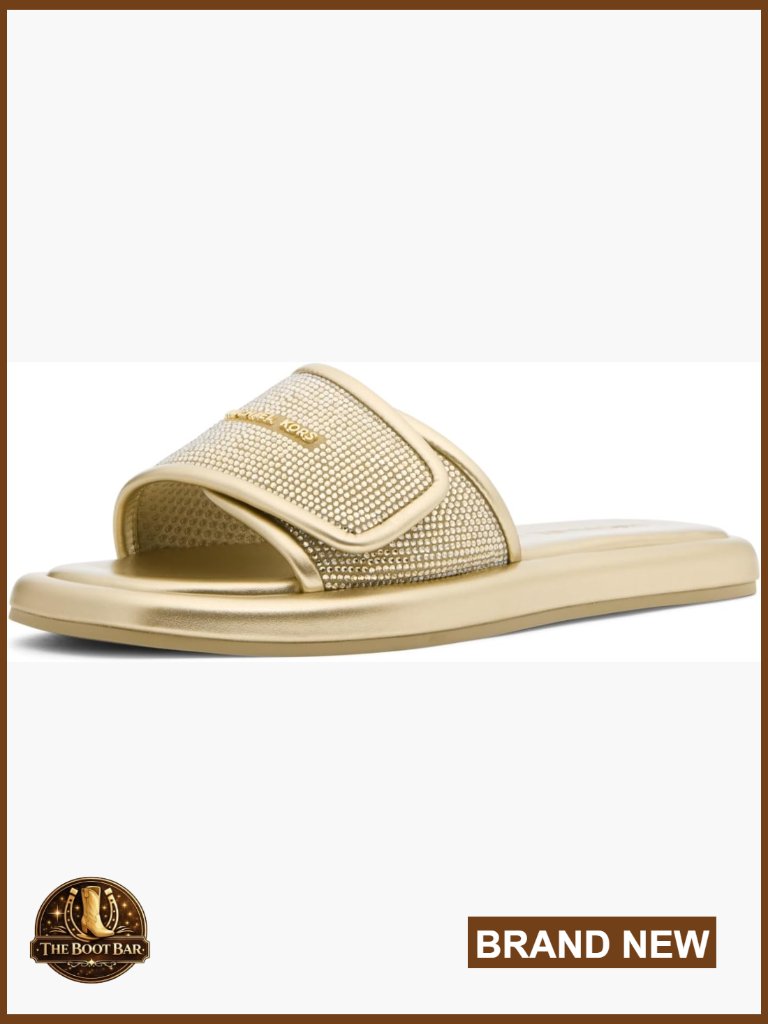 Crystal Stud Slide Sandals Adjustable Strap
